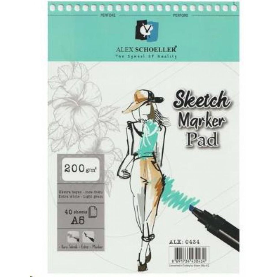 Alex Spiralli Sketch Marker Pad A5 200 Gr 40 Lı