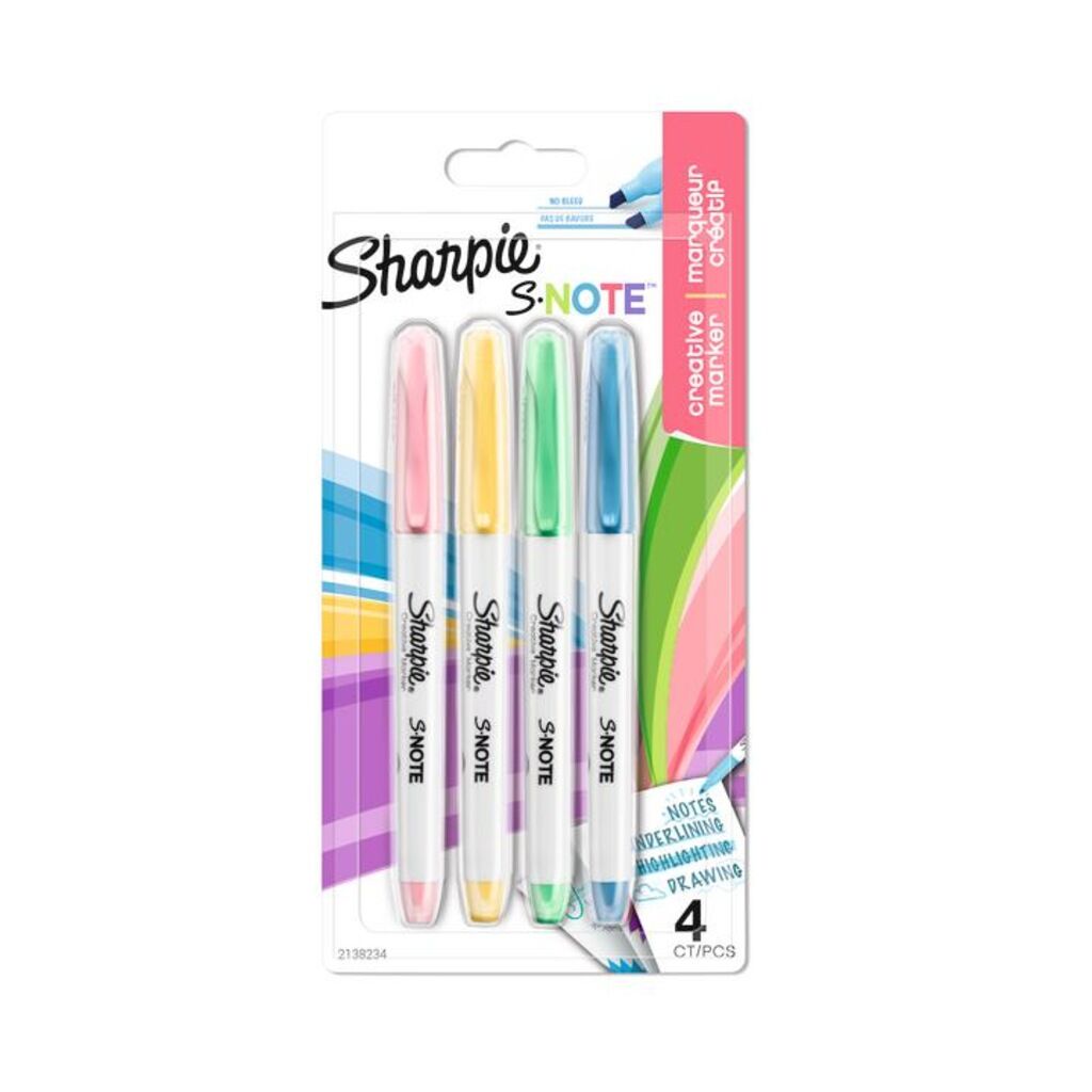 Sharpie Snote Kreatif Markör Kesik Uç 4 Lü Blister Karışık