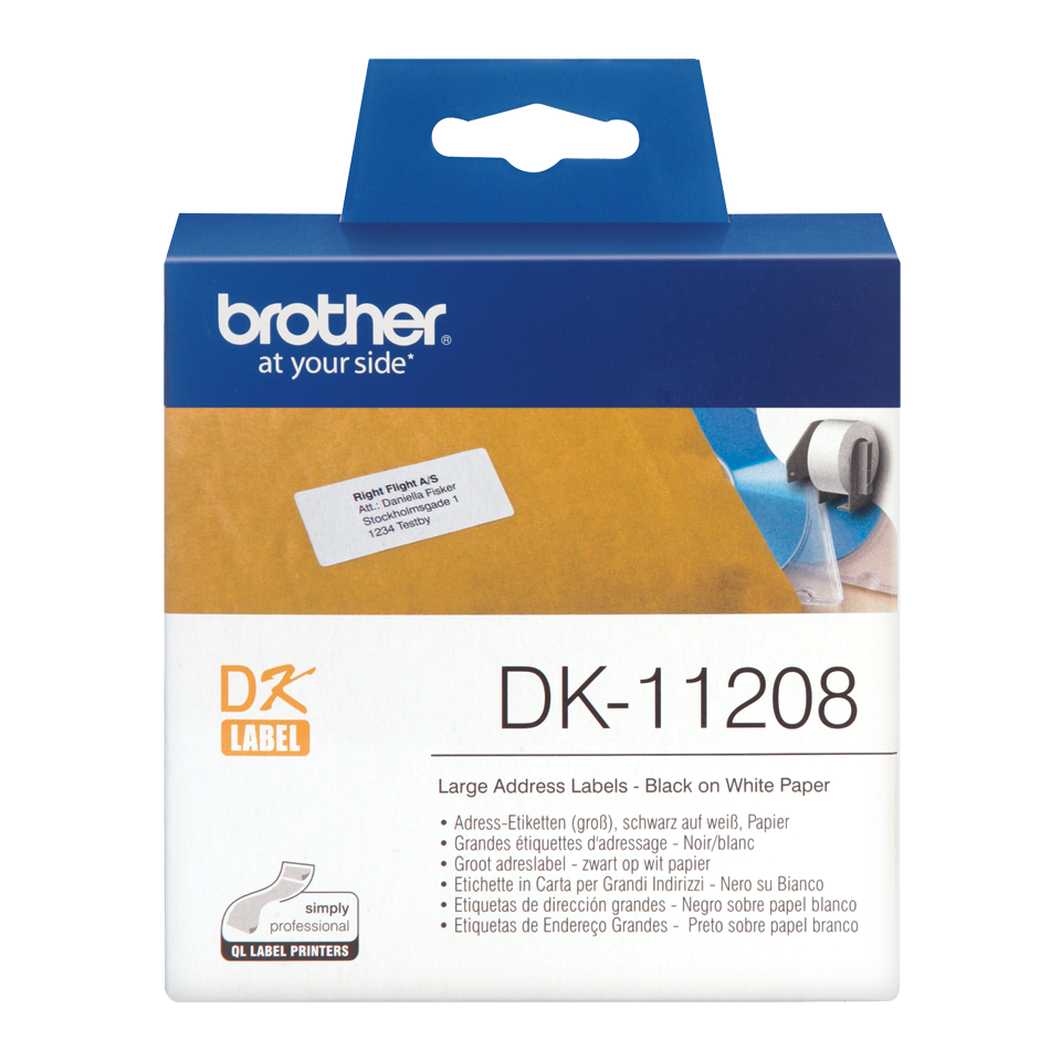 DK-11208 38X90mm 400'lü Geniş Adres Etiketi (DK Serisi, Termal)