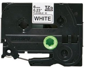 TZe-FX211 6mm Beyaz üzerine Siyah Esnek Laminasyonlu Etiket (TZe Tape)