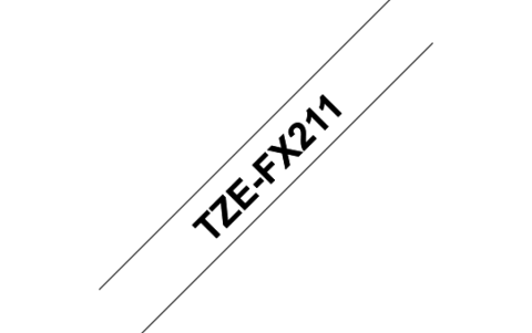 TZe-FX211 6mm Beyaz üzerine Siyah Esnek Laminasyonlu Etiket (TZe Tape)