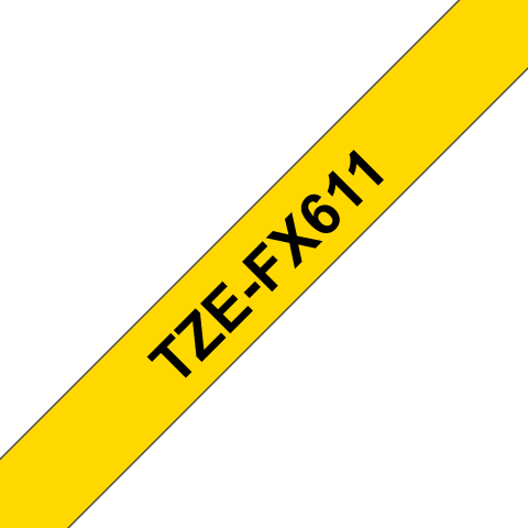 TZe-FX611 6mm Sarı üzerine Siyah Esnek Laminasyonlu Etiket (TZe Tape)