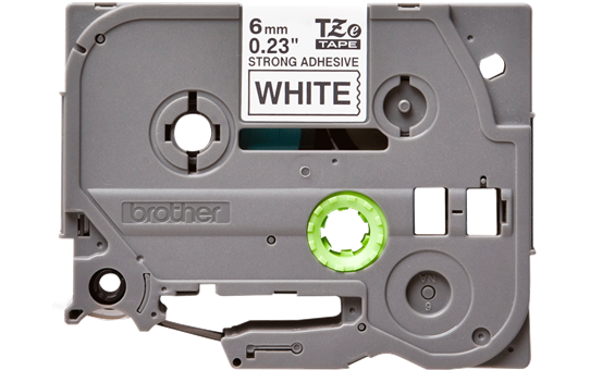 TZe-S211 6mm Beyaz üzerine Siyah Güçlü Yapışkanlı Laminasyonlu Etiket (TZe Tape)
