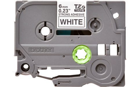 TZe-S211 6mm Beyaz üzerine Siyah Güçlü Yapışkanlı Laminasyonlu Etiket (TZe Tape)