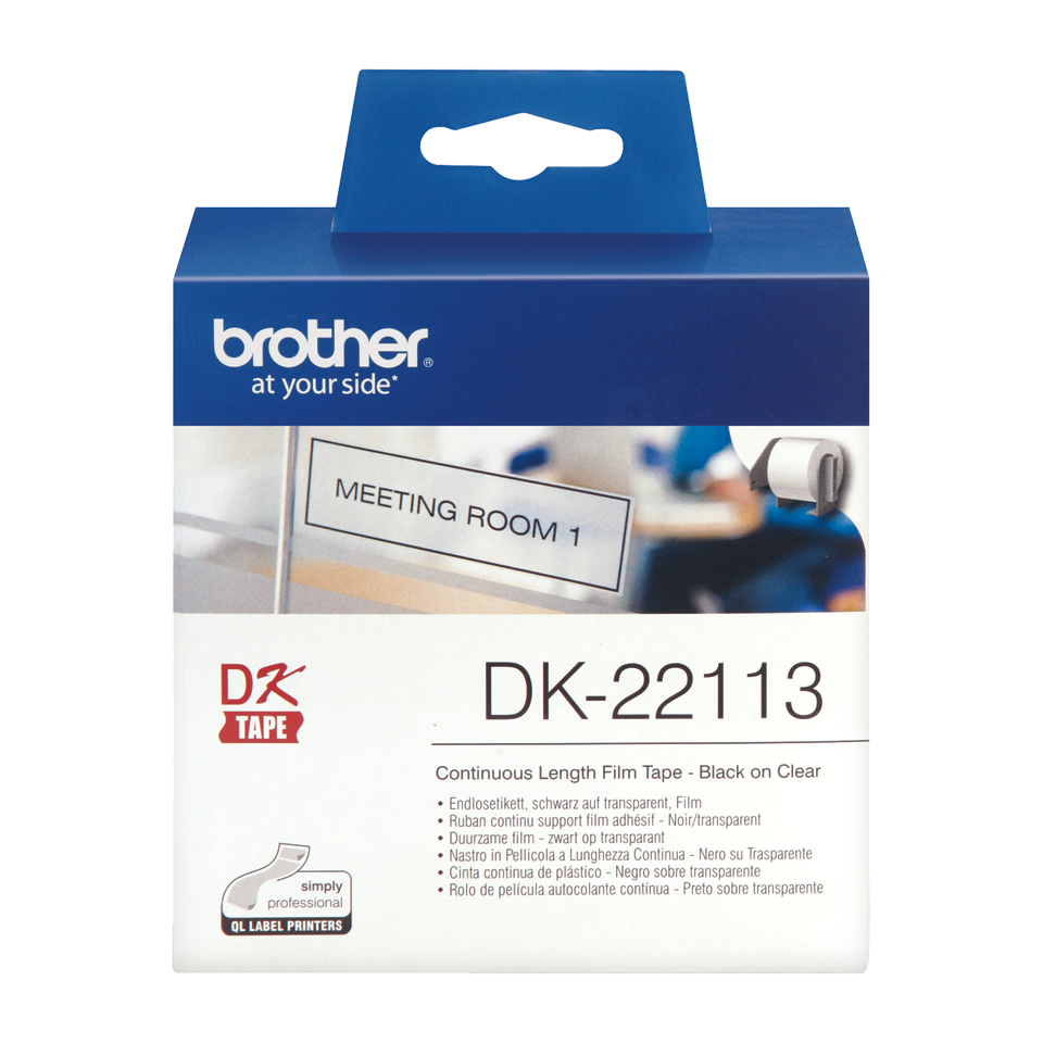 DK-22113 62mm Şeffaf, Sürekli Form Dayanıklı Film Etiket, 15 Metre (DK Serisi, Termal)