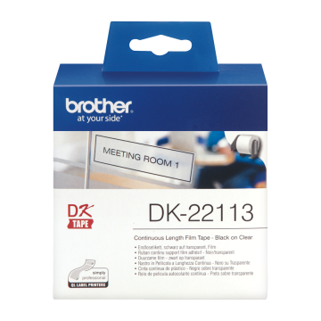 DK-22113 62mm Şeffaf, Sürekli Form Dayanıklı Film Etiket, 15 Metre (DK Serisi, Termal)