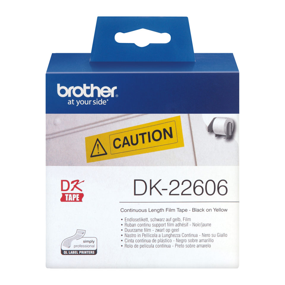 DK-22606 62mm Sarı, Sürekli Form, Dayanıklı Film Etiket, 15 Metre (DK Serisi, Termal)