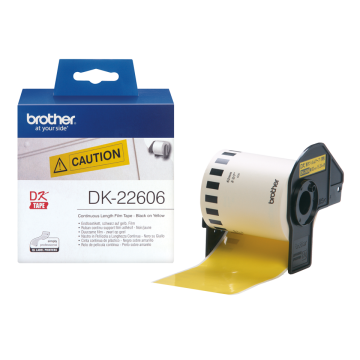 DK-22606 62mm Sarı, Sürekli Form, Dayanıklı Film Etiket, 15 Metre (DK Serisi, Termal)