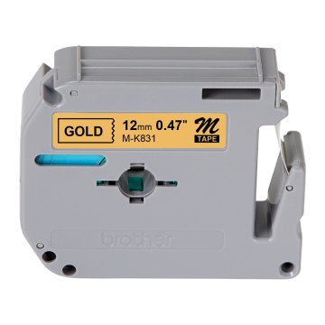 M-K831 12mm Altın üzerine Siyah Etiket (M-Tape)