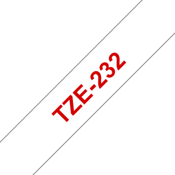 TZe-232 12mm Beyaz üzerine Kırmızı Laminasyonlu Etiket (TZe Tape)