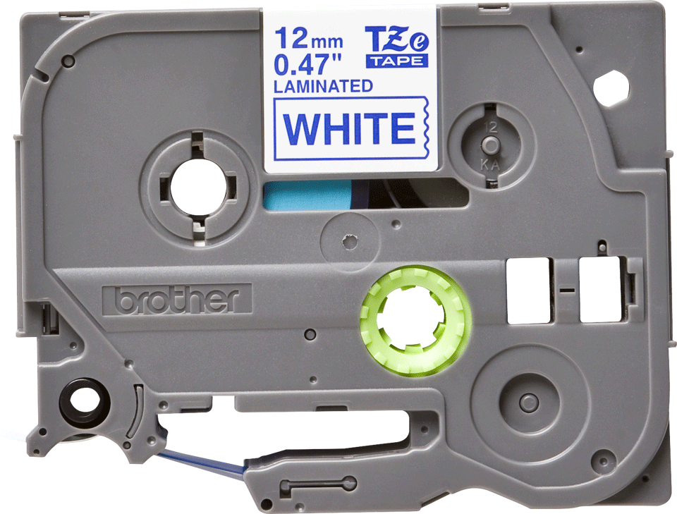 TZe-233 12mm Beyaz üzerine Mavi Laminasyonlu Etiket (TZe Tape)