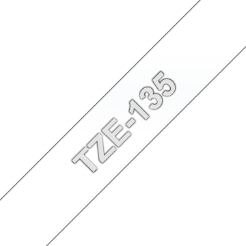 TZe-135 12mm Şeffaf üzerine Beyaz Laminasyonlu Etiket (TZe Tape)