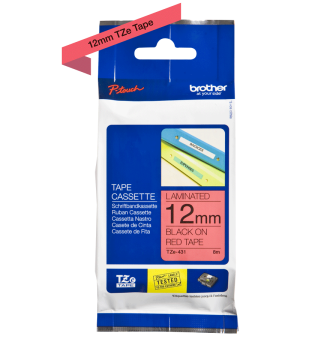 TZe-431 12mm Kırmızı üzerine Siyah Laminasyonlu Etiket (TZe Tape)