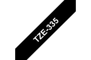 TZe-335 12mm Siyah üzerine Beyaz Laminasyonlu Etiket (TZe Tape)