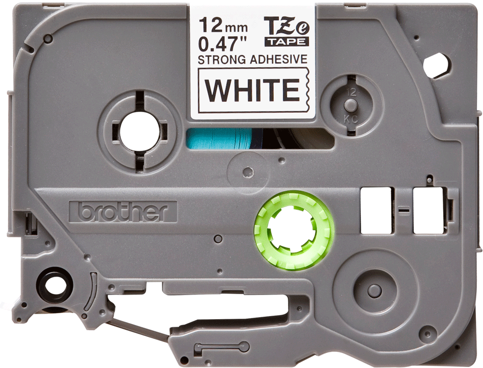 TZe-S231 12mm Beyaz üzerine Siyah Güçlü Yapışkanlı Laminasyonlu Etiket (TZe Tape)
