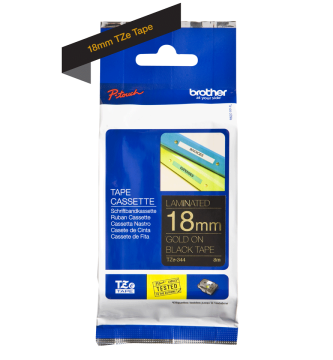 TZe-344 18mm Siyah üzerine Altın Laminasyonlu Etiket (TZe Tape)