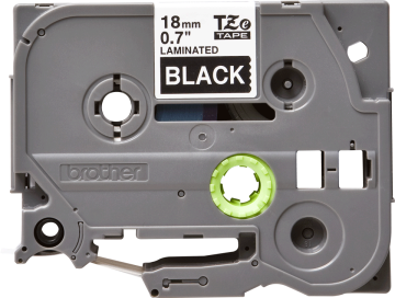 TZe-345 18mm Siyah üzerine Beyaz Laminasyonlu Etiket (TZe Tape)