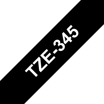 TZe-345 18mm Siyah üzerine Beyaz Laminasyonlu Etiket (TZe Tape)