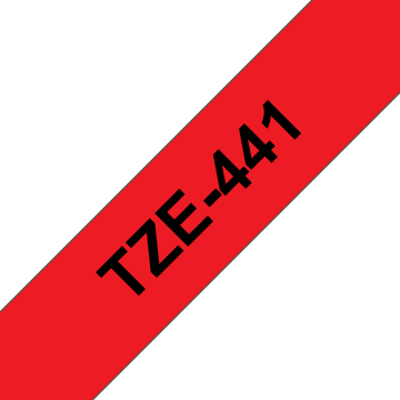 TZe-441 18mm Kırmızı üzerine Siyah Laminasyonlu Etiket (TZe Tape)