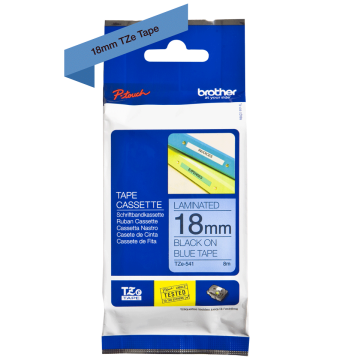 TZe-541 18mm Mavi üzerine Siyah Laminasyonlu Etiket (TZe Tape)