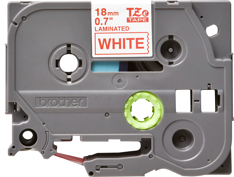TZe-242 18mm Beyaz üzerine Kırmızı Laminasyonlu Etiket (TZe Tape)