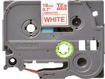 TZe-242 18mm Beyaz üzerine Kırmızı Laminasyonlu Etiket (TZe Tape)