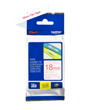 TZe-242 18mm Beyaz üzerine Kırmızı Laminasyonlu Etiket (TZe Tape)