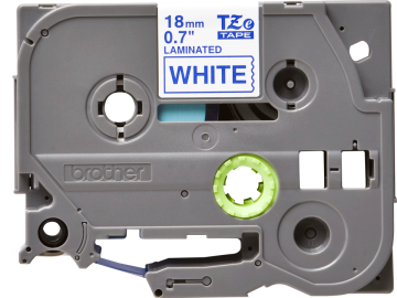 TZe-243 18mm Beyaz üzerine Mavi Laminasyonlu Etiket (TZe Tape)