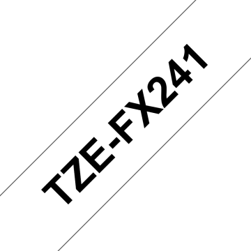 TZe-FX241 18mm Beyaz üzerine Siyah Esnek Laminasyonlu Etiket (TZe Tape)
