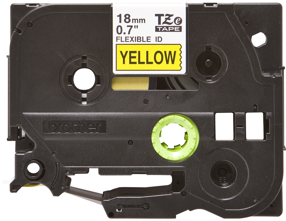 TZe-FX641 18mm Sarı üzerine Siyah Esnek Laminasyonlu Etiket (TZe Tape)