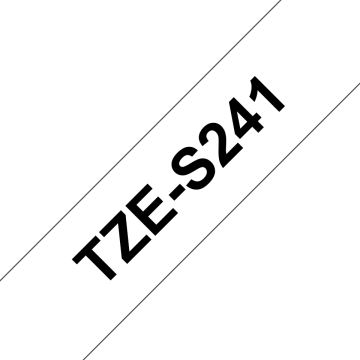 TZe-S241 18mm Beyaz üzerine Siyah Güçlü Yapışkanlı Laminasyonlu Etiket (TZe Tape)