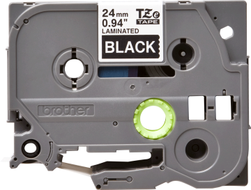 TZe-355 24mm Siyah üzerine Beyaz Laminasyonlu Etiket (TZe Tape)
