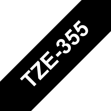 TZe-355 24mm Siyah üzerine Beyaz Laminasyonlu Etiket (TZe Tape)