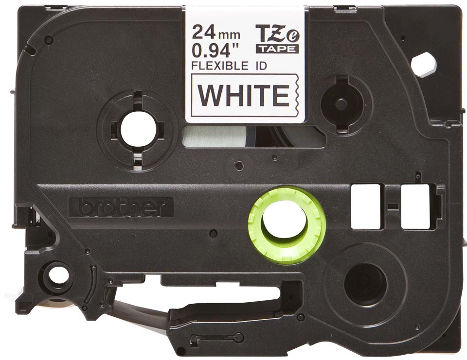 TZe-FX251 24mm Beyaz üzerine Siyah Esnek Laminasyonlu Etiket (TZe Tape)