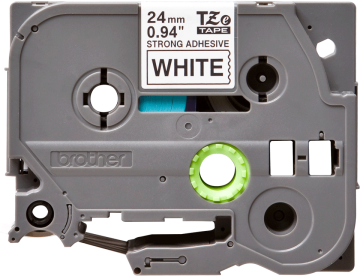 TZe-S251 24mm Beyaz üzerine Siyah Güçlü Yapışkanlı Laminasyonlu Etiket (TZe Tape)