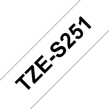 TZe-S251 24mm Beyaz üzerine Siyah Güçlü Yapışkanlı Laminasyonlu Etiket (TZe Tape)