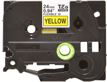 TZe-FX651 24mm Sarı üzerine Siyah Esnek Laminasyonlu Etiket (TZe Tape)