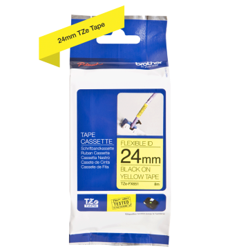 TZe-FX651 24mm Sarı üzerine Siyah Esnek Laminasyonlu Etiket (TZe Tape)