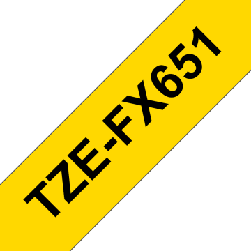 TZe-FX651 24mm Sarı üzerine Siyah Esnek Laminasyonlu Etiket (TZe Tape)