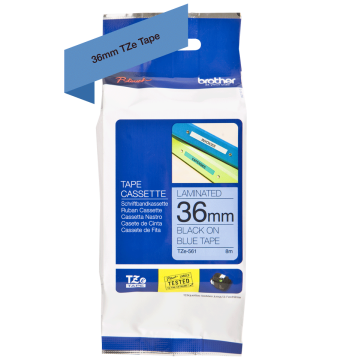 TZe-561 36mm Mavi üzerine Siyah Laminasyonlu Etiket (TZe Tape)