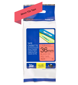 TZe-461 36mm Kırmızı üzerine Siyah Laminasyonlu Etiket (TZe Tape)