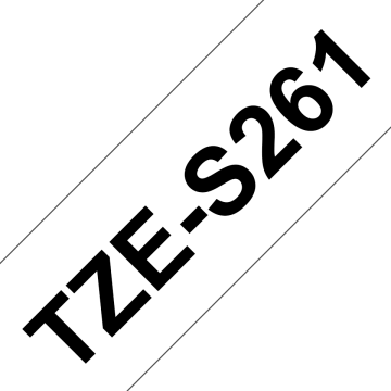 TZe-S261 36mm Beyaz üzerine Siyah Güçlü Yapışkanlı Laminasyonlu Etiket (TZe Tape)
