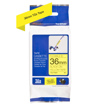 TZe-FX661 36mm Sarı üzerine Siyah Esnek Laminasyonlu Etiket (TZe Tape)