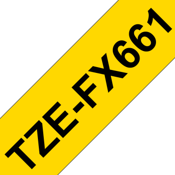 TZe-FX661 36mm Sarı üzerine Siyah Esnek Laminasyonlu Etiket (TZe Tape)