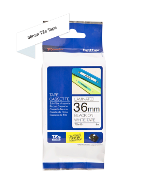 TZe-261 36mm Beyaz üzerine Siyah Laminasyonlu Etiket (TZe Tape)