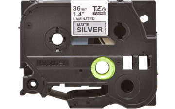 TZe-M961 36mm Mat Gümüş üzerine Siyah Laminasyonlu Etiket (TZe Tape)