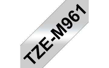 TZe-M961 36mm Mat Gümüş üzerine Siyah Laminasyonlu Etiket (TZe Tape)