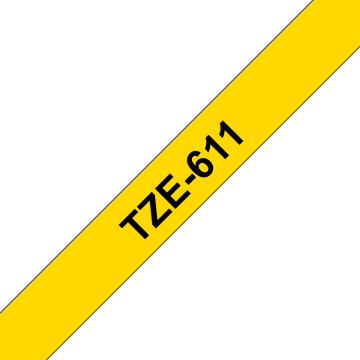 TZe-611 6mm Sarı üzerine Siyah Laminasyonlu Etiket (TZe Tape)
