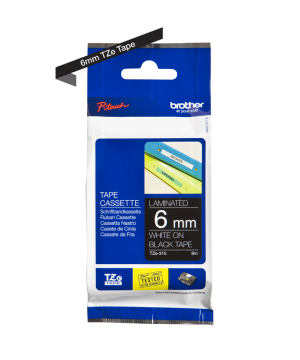 TZe-315 6 mm Siyah üzerine Beyaz Laminasyonlu Etiket (TZe Tape)