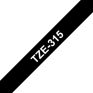 TZe-315 6 mm Siyah üzerine Beyaz Laminasyonlu Etiket (TZe Tape)